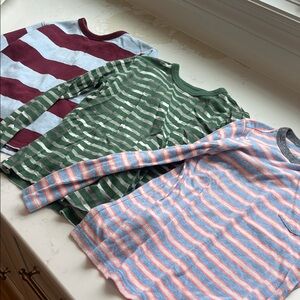 J. Crew Kids Long Sleeve Striped Tees - Burgundy, Green, Blue